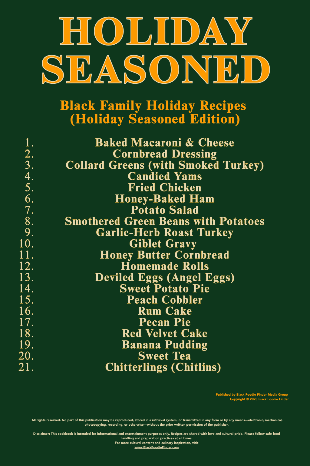 Holiday Seasoned: 21 Must Have Black Family Holiday Recipes (Kitchen Counter / Coffee Table Book)